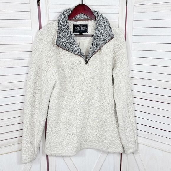 True Grit Faux Sherpa Pullover Sherpa Jacket Quarter Zip Beige Small - Picture 8 of 13